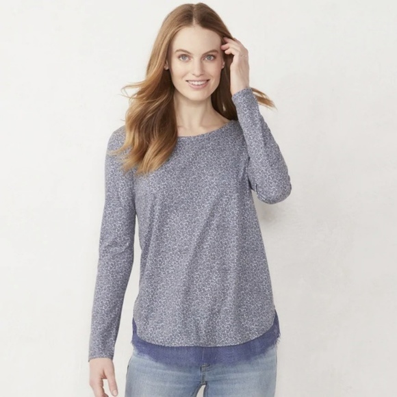 🔴 SALE 5/$15 Lauren Conrad Flores Lace-Hem Tunic - Picture 2 of 3